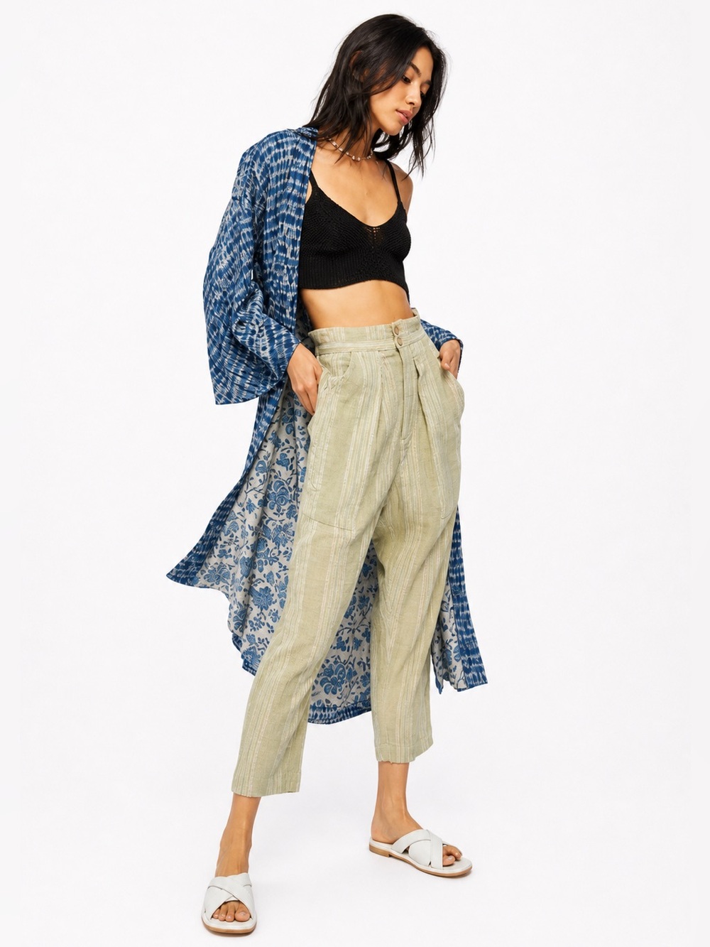 Free People Semi Sweet Sage Pants Paperbag Waist Tapered Leg Size S NWT